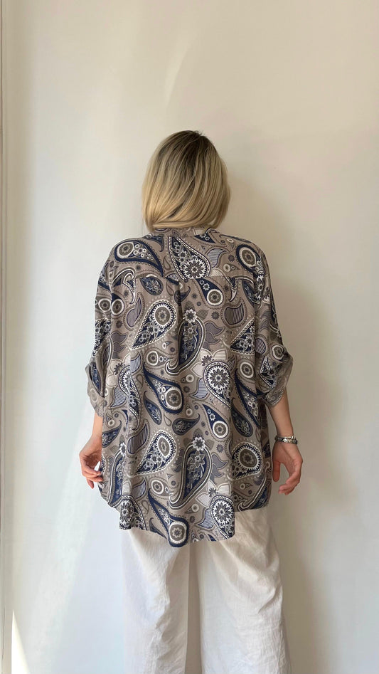 Vizon, %100 Viskon, Şal Desenli Gömlek