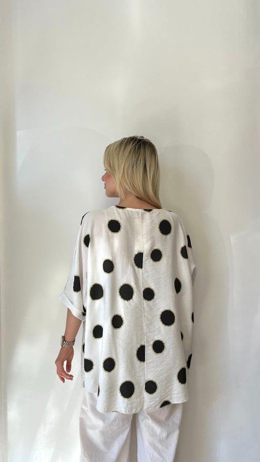 Siyah, Puantiyeli Viskon Bluz