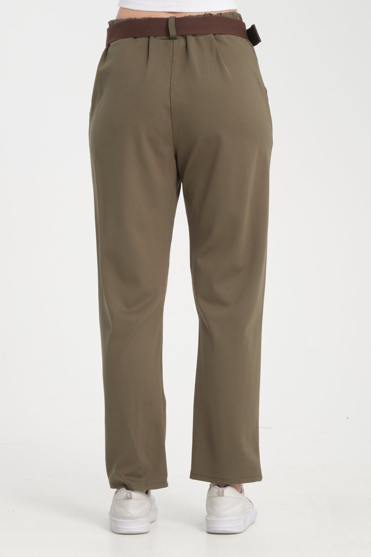 Haki, Beli Kemerli, Lastikli, Cepli, Havuç Pantolon