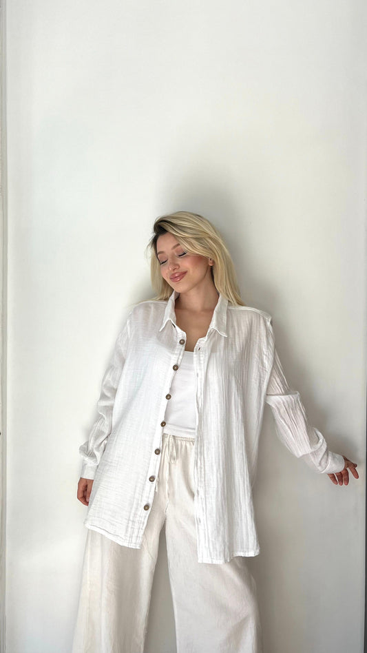 Beyaz, Müslin Kumaş Gömlek