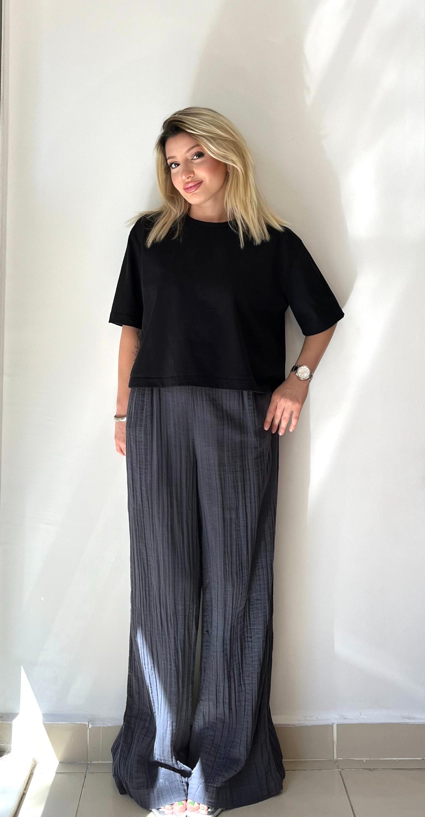 Antrasit, Beli Lastikli, Cepli, Müslin Pantolon