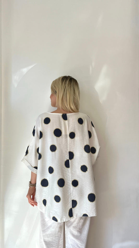 Lacivert, Puantiyeli Viskon Bluz