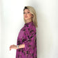Mor, %100 Viskon, Sakura Çiçekli, Payetli Gömlek