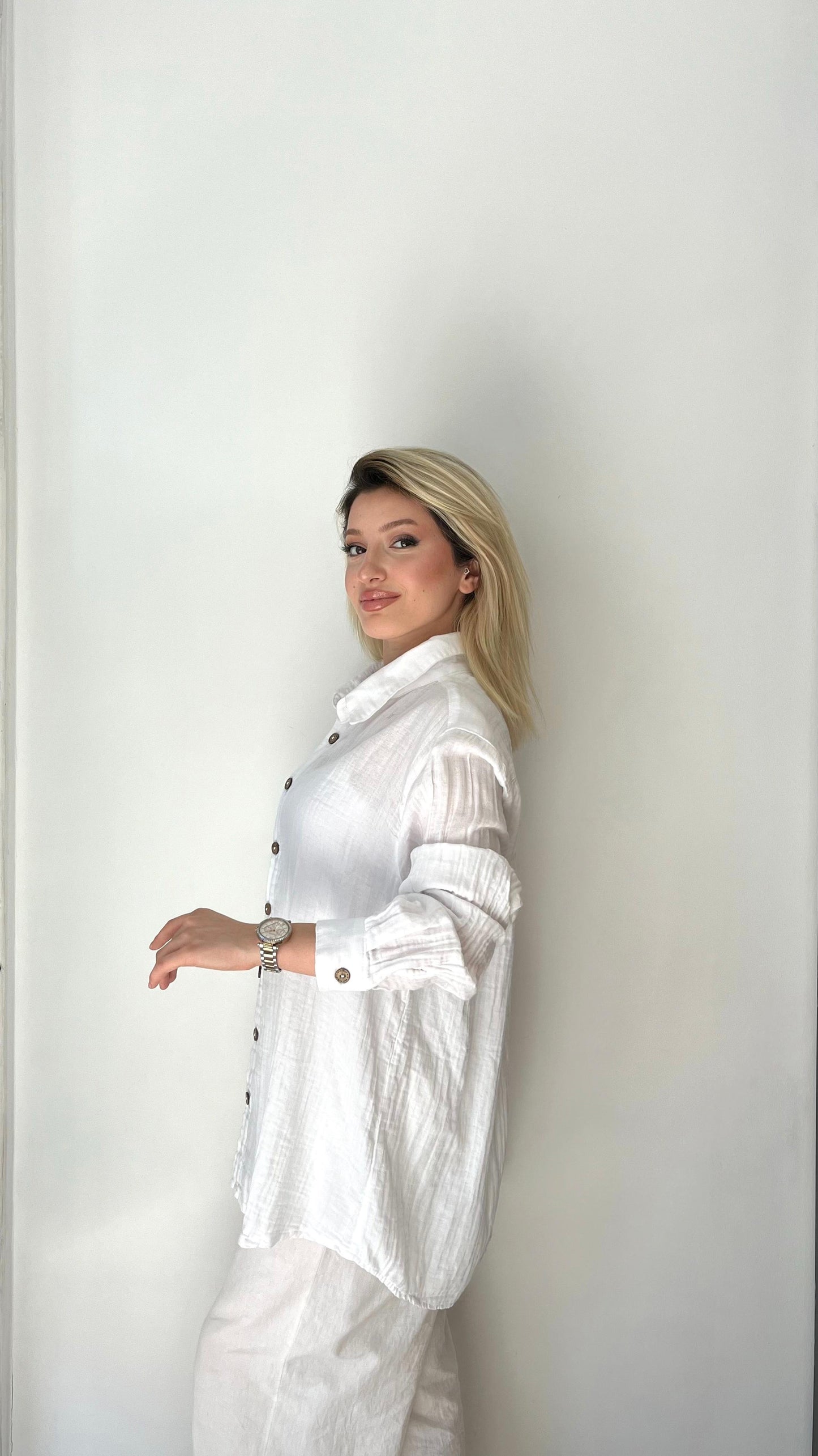 Beyaz, Müslin Kumaş Gömlek