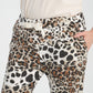 Ekru, Leopar Desenli, Beli Lastikli, Cepli, Jogger Pantolon