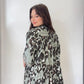 Haki, %100 Viskon, Karışık Leopar Desenli, Payetli Gömlek