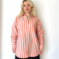 Kırmızı, Çizgili, Oversize Gömlek