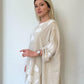 Bej, Puantiyeli, Oversize Keten Bluz