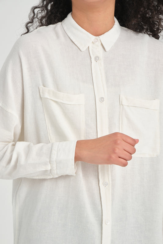 Ekru, Relax Fit Basic Gömlek