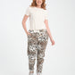 Ekru, Leopar Desenli, Beli Lastikli, Cepli, Jogger Pantolon