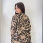 Kapuçino, %100 Viskon, Karışık Leopar Desenli, Payetli Gömlek