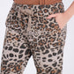 Bej, Leopar Desenli, Beli Lastikli, Cepli, Jogger Pantolon