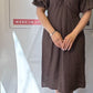 Kahve, %100 Keten, V Yaka, İtalyan Elbise / STD Beden-38/46