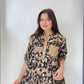 Kapuçino, %100 Viskon, Karışık Leopar Desenli, Payetli Gömlek