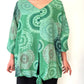 Yeşil, Batik Desenli, %100 Pamuk, Oversize Bluz