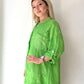 Fıstık Yeşili, Pamuk Fisto Detaylı, Payetli Keten Gömlek