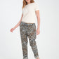 Gri, Leopar Desenli, Beli Lastikli, Cepli, Jogger Pantolon