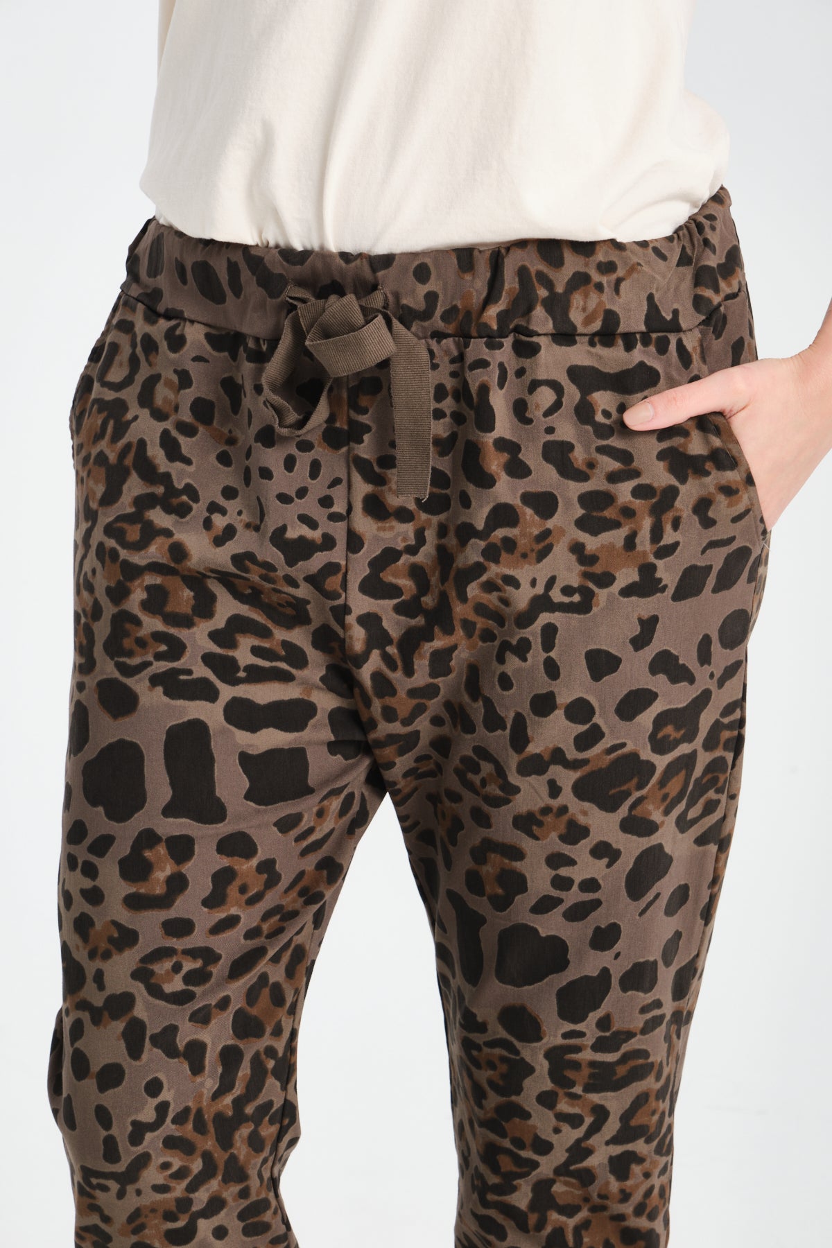 Vizon, Leopar Desenli, Beli Lastikli, Cepli, Jogger Pantolon