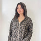Kahve, Kapüşonlu, Beli İp Bağlamalı, Cepli, Leopar Desenli, Viskon Ceket