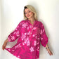 Pembe, %100 Viskon, Çiçek Desenli, Payetli Gömlek