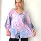 Lila, Batik Desenli, %100 Pamuk, Oversize Bluz