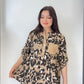 Kapuçino, %100 Viskon, Karışık Leopar Desenli, Payetli Gömlek