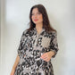 Vizon, %100 Viskon, Karışık Leopar Desenli, Payetli Gömlek
