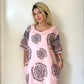 Açık Pembe, %100 Pamuk, Cepli, Etnik Desenli Elbise