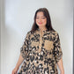 Kapuçino, %100 Viskon, Karışık Leopar Desenli, Payetli Gömlek