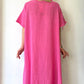 Pembe, %100 Pamuk, Çiçek Baskılı, Yan Yırtmaçlı, Oversize, Uzun Elbise