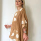 Camel, Puantiyeli, Oversize Keten Bluz