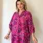 Fuşya Pembe, %100 Viskon, Şal Desenli Gömlek