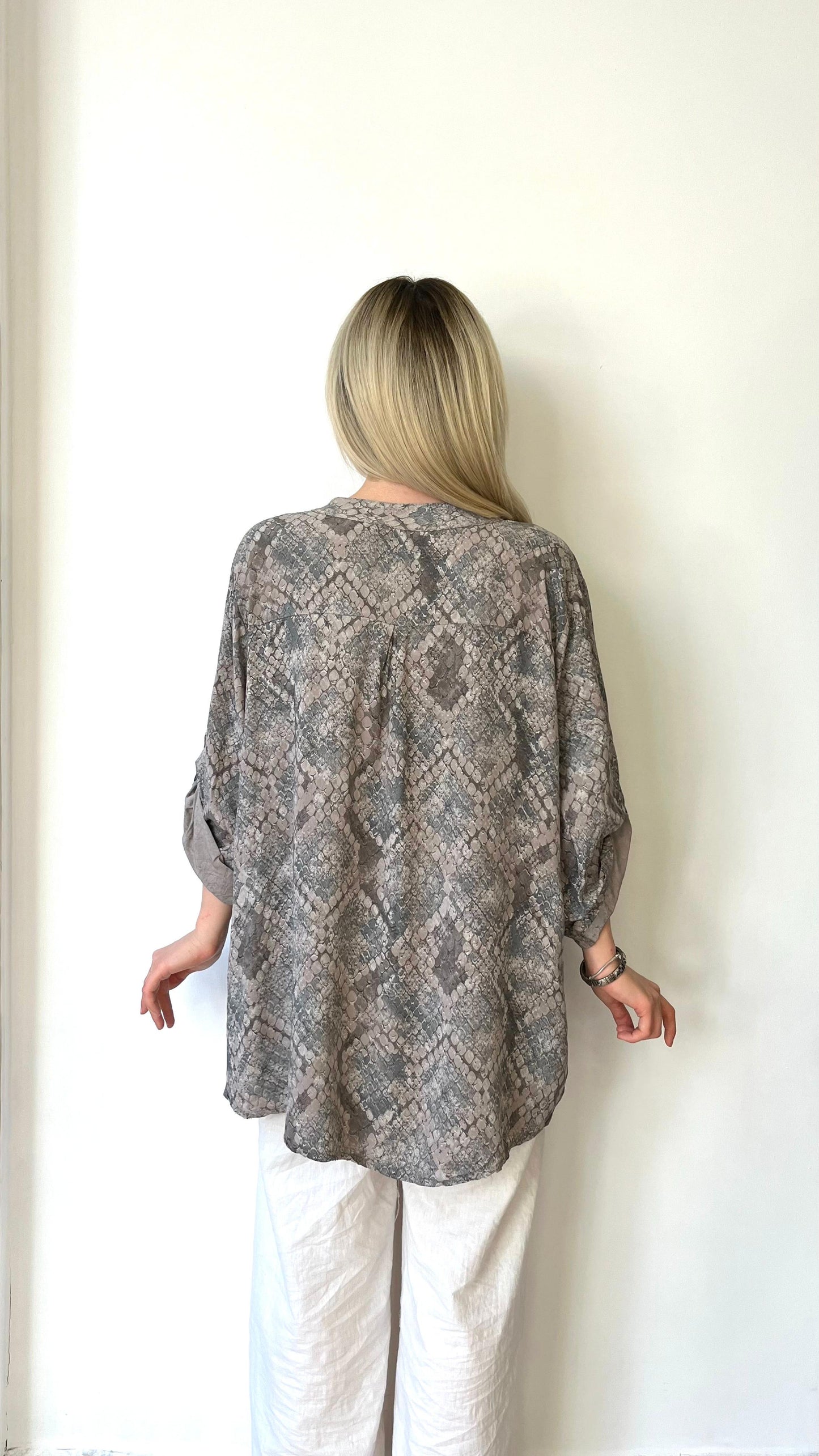 Vizon, %100 Viskon, Yılan Derisi Desenli Gömlek