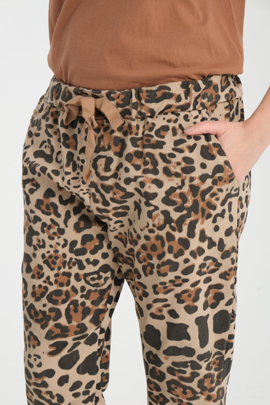 Camel, Leopar Desenli, Beli Lastikli, Cepli, Jogger Pantolon