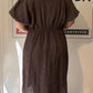 Kahve, %100 Keten, V Yaka, İtalyan Elbise / STD Beden-38/46