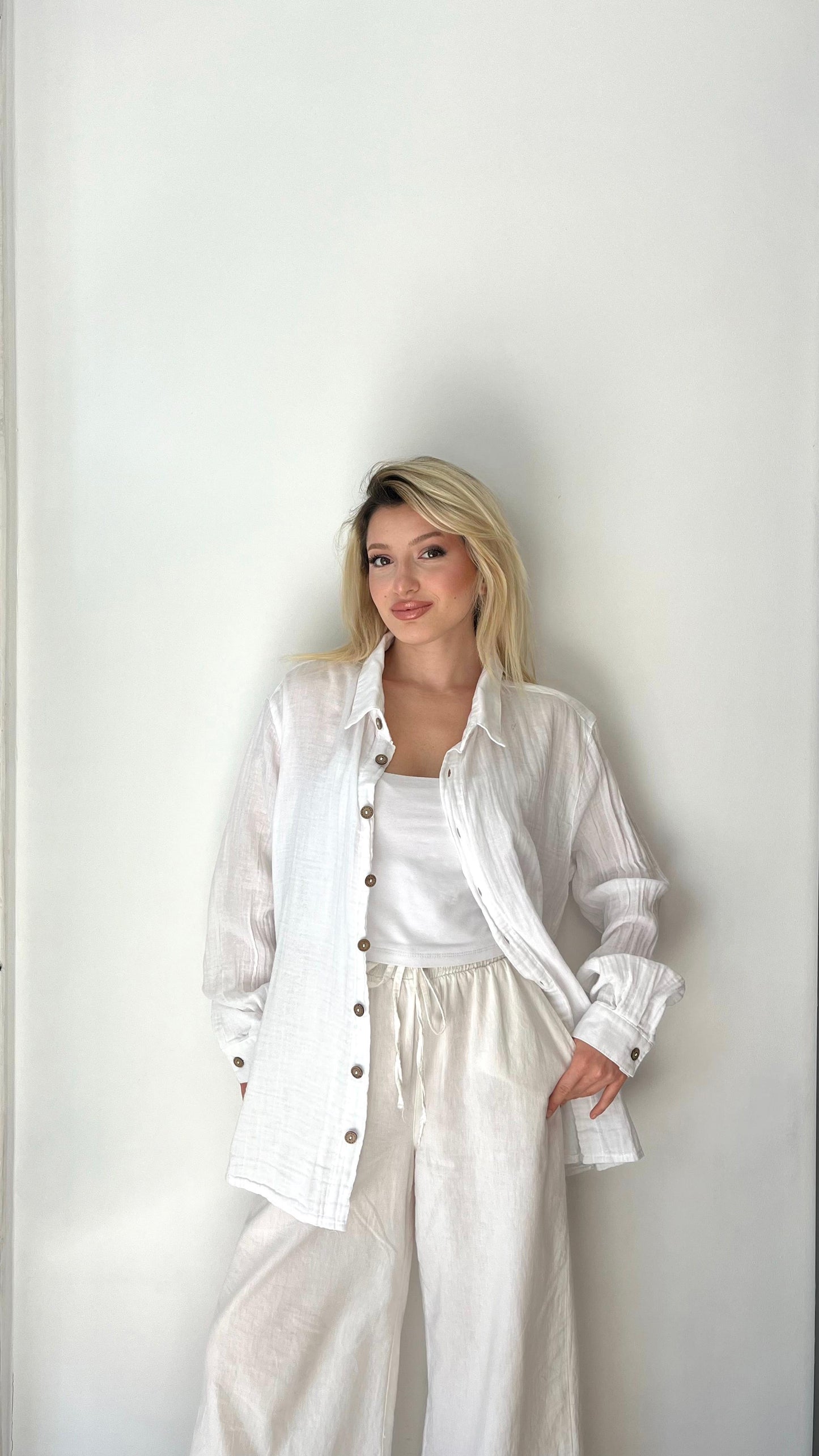 Beyaz, Müslin Kumaş Gömlek