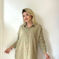 Yeşil, Pamuk-Viskon, Oversize Cepli, Dokulu Gömlek