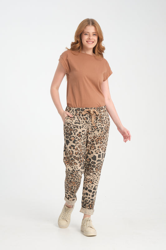 Camel, Leopar Desenli, Beli Lastikli, Cepli, Jogger Pantolon