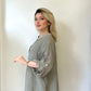Taş Rengi, %100 Keten, Sırtı Dantel Detaylı Gömlek