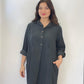 Antrasit, %100 Pamuk Kadife Elbise