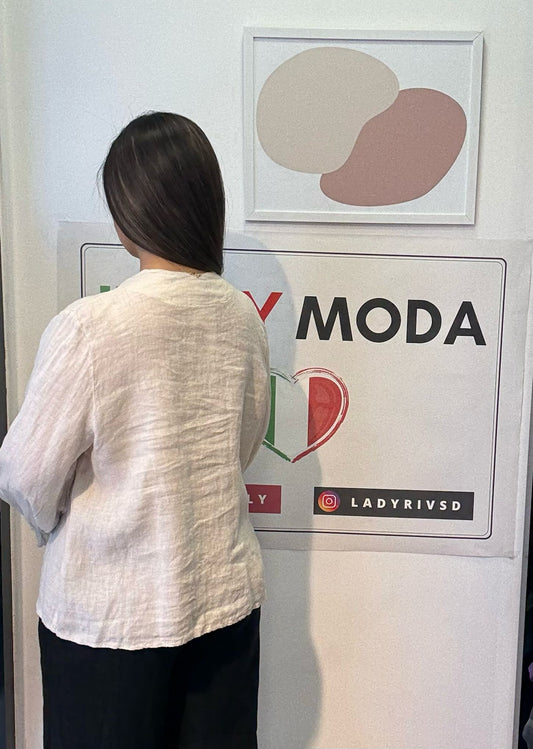 Bej, %100 Keten, V Yaka Düğme Detaylı Gömlek, STD Beden, 38-46