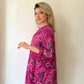 Fuşya Pembe, %100 Viskon, Şal Desenli Gömlek