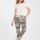 Ekru, Leopar Desenli, Beli Lastikli, Cepli, Jogger Pantolon