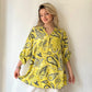 Sarı, %100 Viskon, Şal Desenli Gömlek