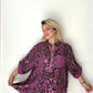 Mor, %100 Viskon, Leopar Desenli, Payetli Gömlek