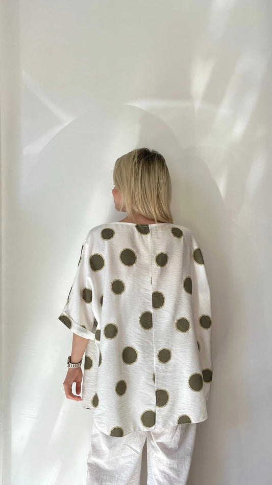 Haki, Puantiyeli Viskon Bluz