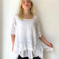Beyaz, Pamuklu, İki Katlı, Güpür Dantel Bluz