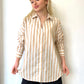 Hardal, Çizgili, Oversize Gömlek