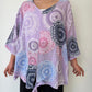 Lila, Batik Desenli, %100 Pamuk, Oversize Bluz