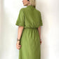 Yeşil, %100 Pamuk, Beli İp Bağlamalı, Cepli Elbise